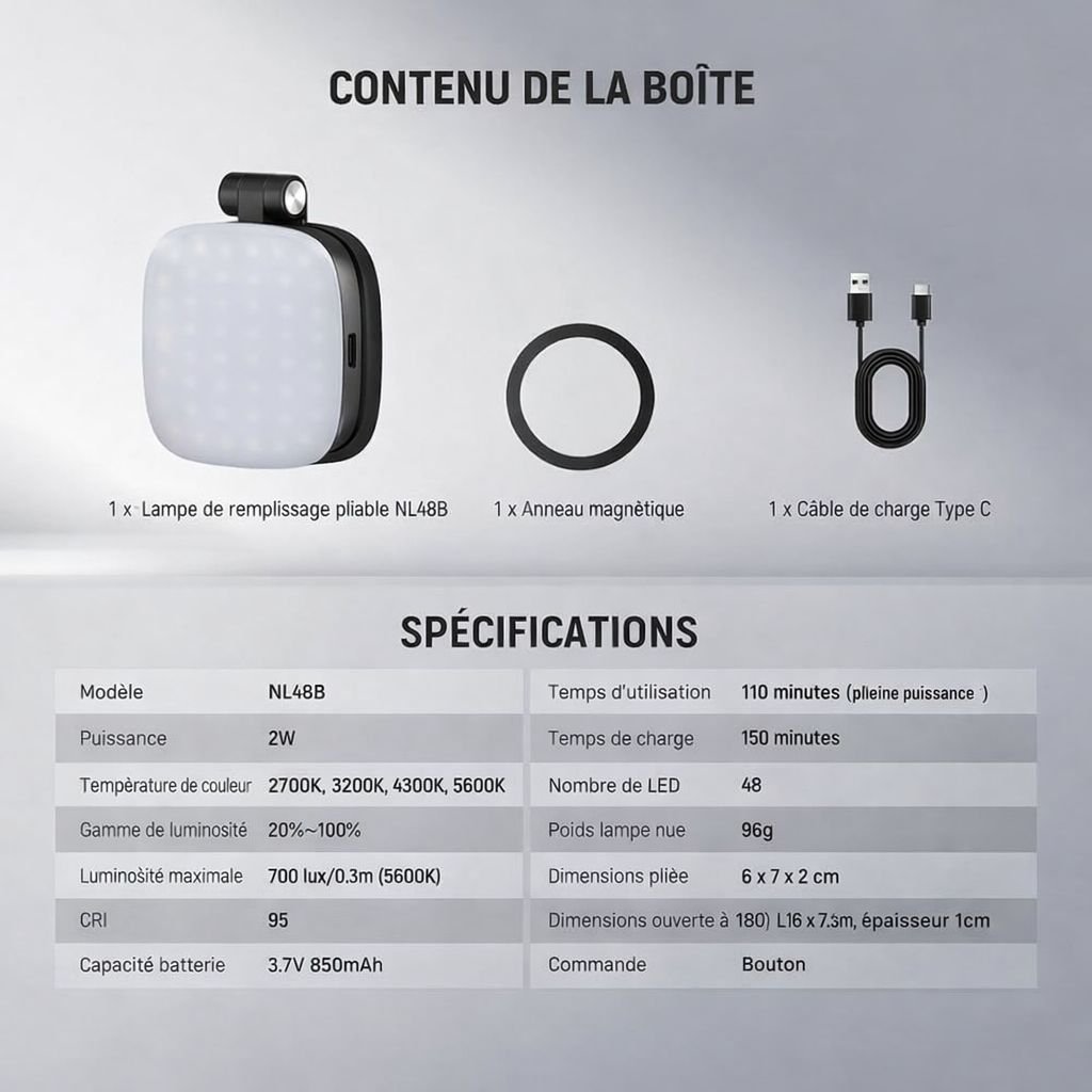 Mini Lampe LED Magnétique – Éclairage Pro pour Photos et Vidéos Smartphone