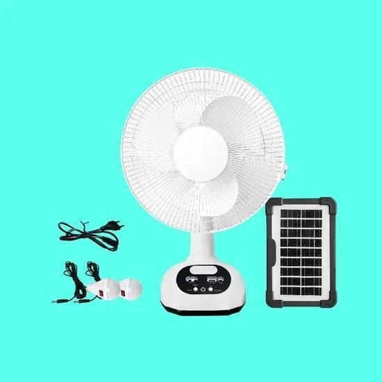 Ventilateur Solaire Rechargeable + 2 ampoules